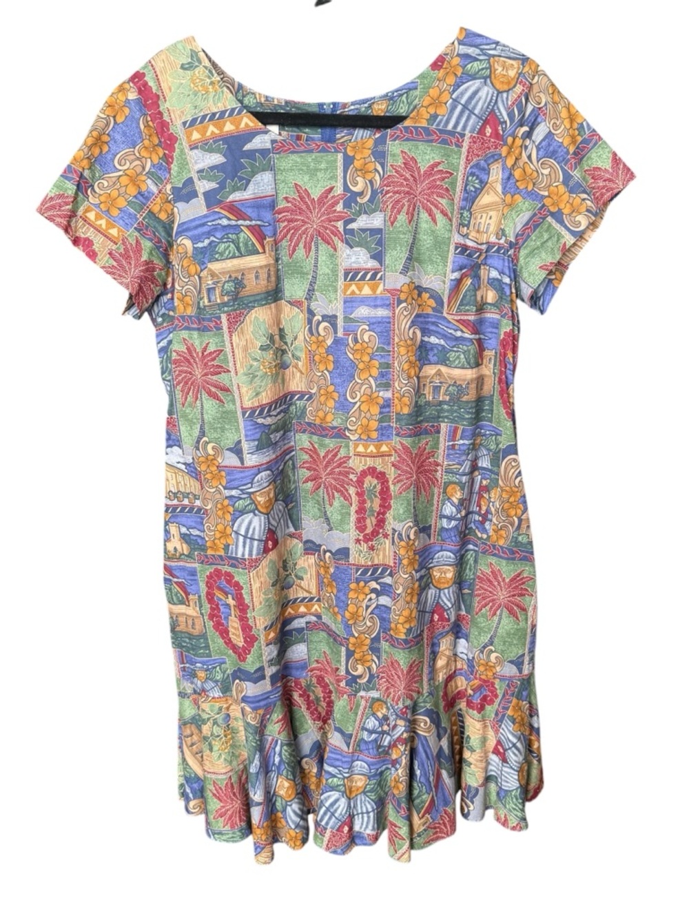 Vintage Tori Richard Hawaiian MuuMuu Short Dress Damien Catholic Fits Large